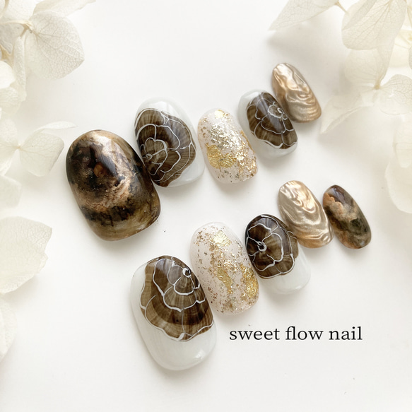 現品！ネイルチップＮＯ.40623(3)#0〜#9タイプ【ラウンドショート】ニュアンス　ブライダル　成人式 ミラー 2枚目の画像