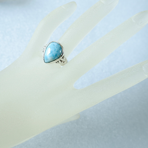 カリブの宝石～ ラリマーのデザインリング 14号 天然石アクセサリー