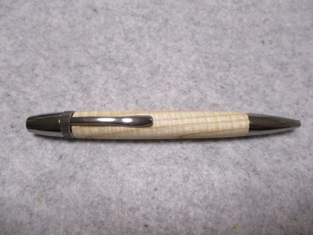 ホワイトアッシュ　縮み杢　オイル仕上げ　回転式ロングパトリオットボールペン