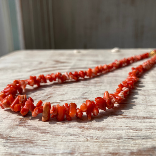赤珊瑚ネックレス⭐️ハンドメイド 赤珊瑚ネックレス.ナチュラル感がイイね✌︎ ネックレス・ペンダント