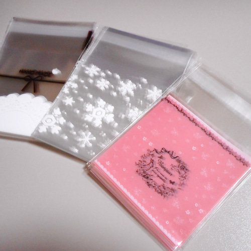 送料無料☆在庫僅か☆OPP袋3種セット（柄ミックス3種）リボン,雪結晶 