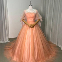 送料無料！カラードレス 薄ピンク トップス+スカート くるみボタン