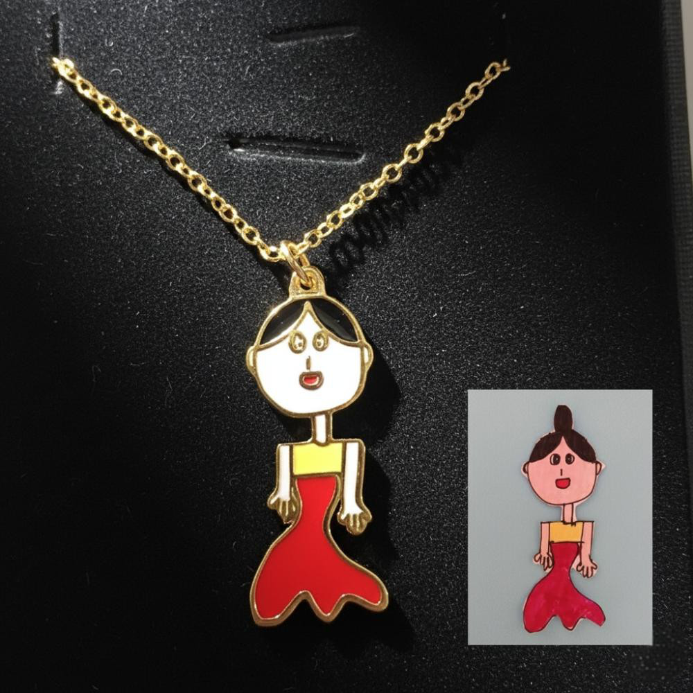 【オーダーメイド】子どもの絵 カスタムネックレス｜写真 / ロゴ定制｜誕生日メモリアルグッズ｜贈り物