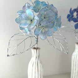 一点物】水色のミニ紫陽花 1本売り ディップフラワー ワイヤー