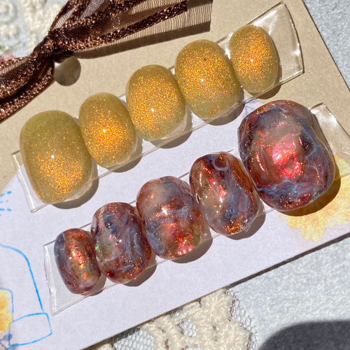 サイズオーダー】ネイルチップ 個性派マグネット 鉱石風 鉱物風  