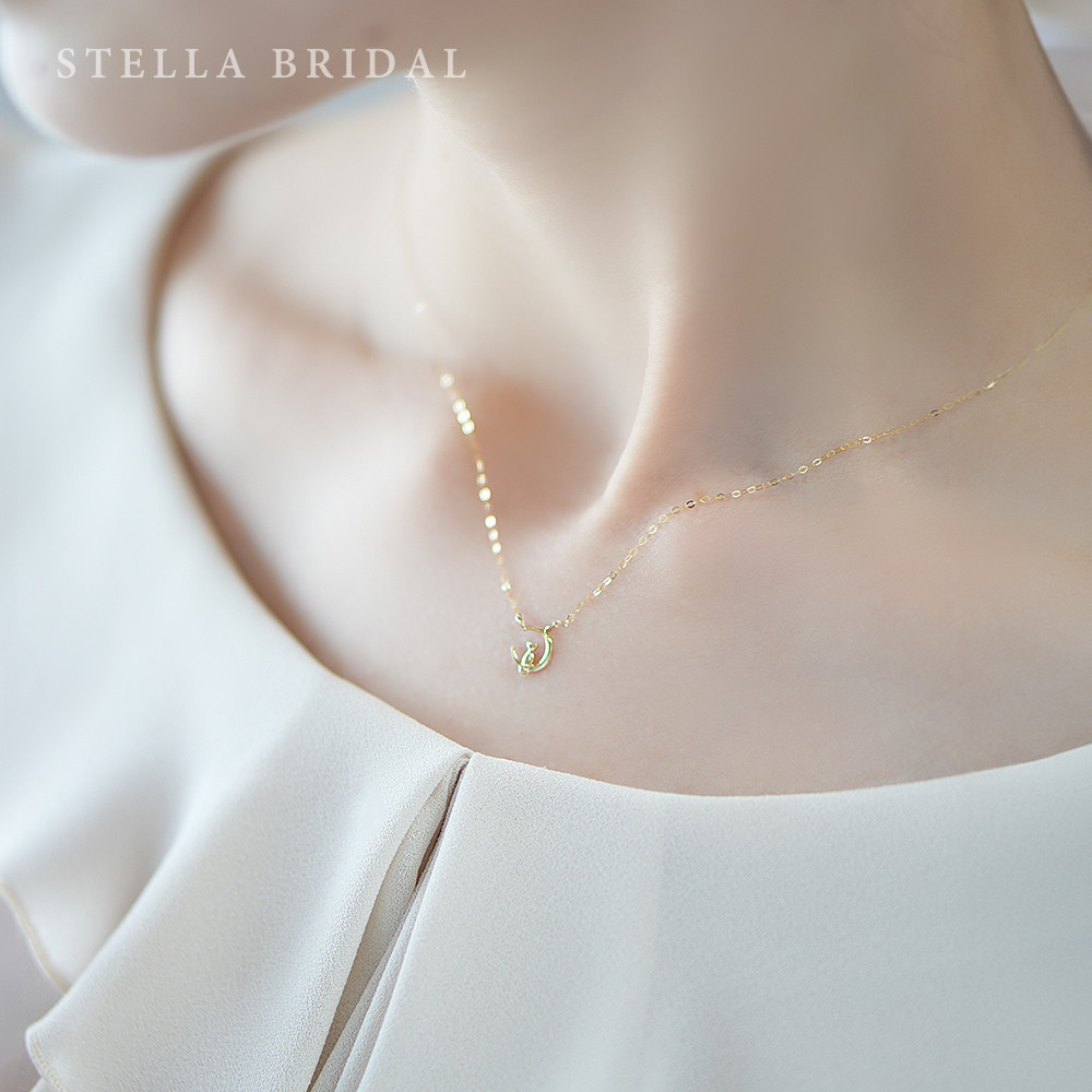 3年保証＊K10 スキンジュエリー Cat&Moon ネックレス＊つけっぱなしOK ｜ 猫 ネコ【受注生産品】