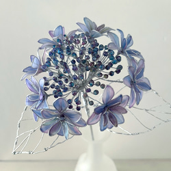 紫陽花リース　青ボタニカルリース　ワイヤークラフト　ディップアート　壁飾り 紫陽花リース 青ボタニカルリース ワイヤークラフト ディップ