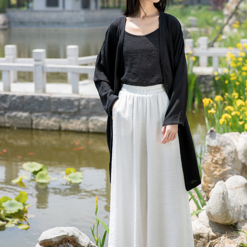 春夏新作 レトロ風 ベーシック スタイリッシュ 竹節スカートパンツ