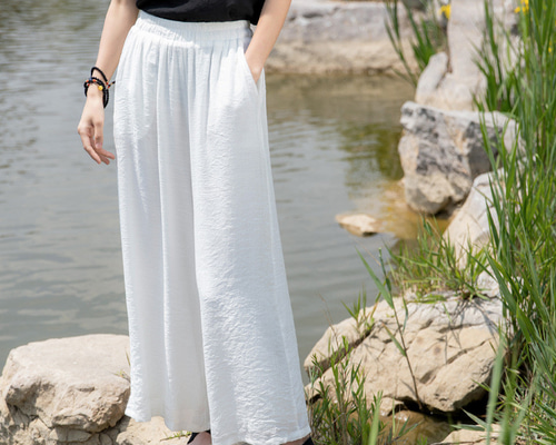 春夏新作 レトロ風 ベーシック スタイリッシュ 竹節スカートパンツ