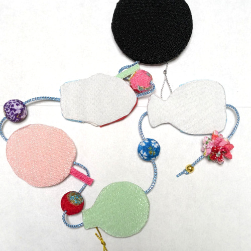 ちりめん細工の吊るし飾り「夏祭り」 花火大会と縁日 ガーランド