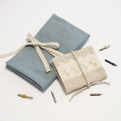 お得なセット】カリグラフィー用2WAY布製ペンケースと布製ニブケースの