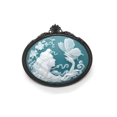 光らないタイプ】美しき蝶使い カメオ風ブローチ ブローチ ✯因陀羅網