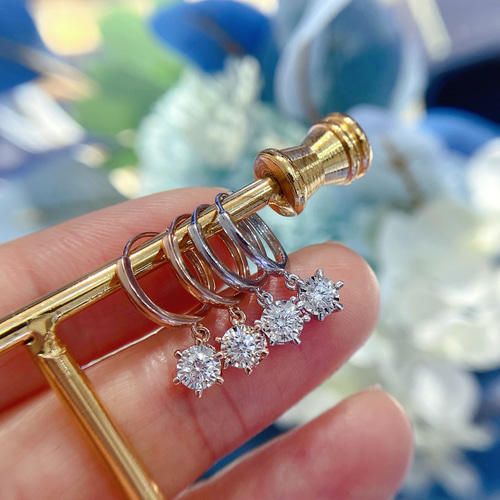 【最終日N5274Y】K18 天然ダイヤモンド ピアス ▽ 天然ダイヤモンドピアス0.16ct k18フープピアス 最終日N5274Y】K18