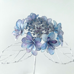 一点物】水色のビオラの二重巻きリース ワイヤーリース ワイヤーアート