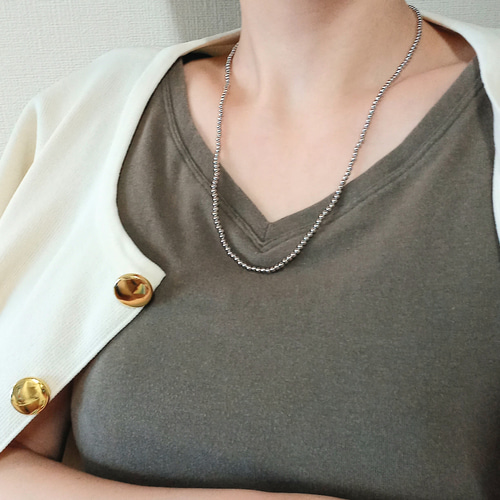 ナバホパール middle 50-60cm ナバホパールスタイル-SV925：3mmボールチェーン