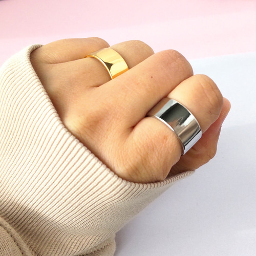 20％OFF】#103 太め平打ちオープンリング ゴールド フリーサイズ｜男女