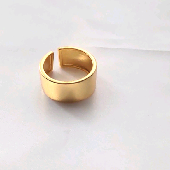 20％OFF】#103 太め平打ちオープンリング ゴールド フリーサイズ｜男女