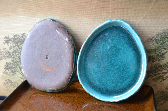 新着！】涙皿2枚セット(ターコイズ) ティア お皿 小皿 ギフト ☆萩焼き