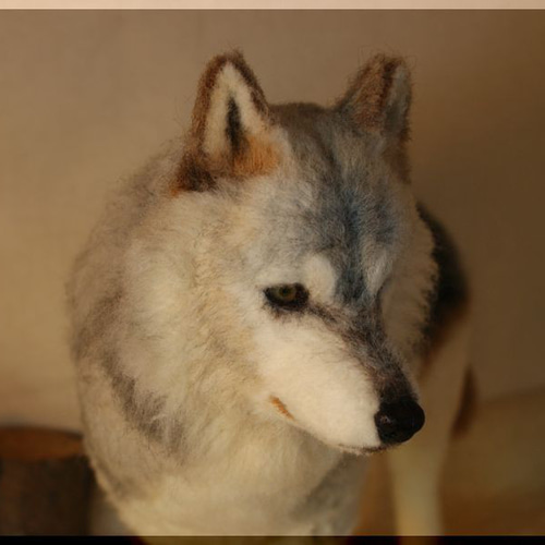 羊毛フェルト 狼 シンリンオオカミ オオカミ 狼フィギュア 羊毛