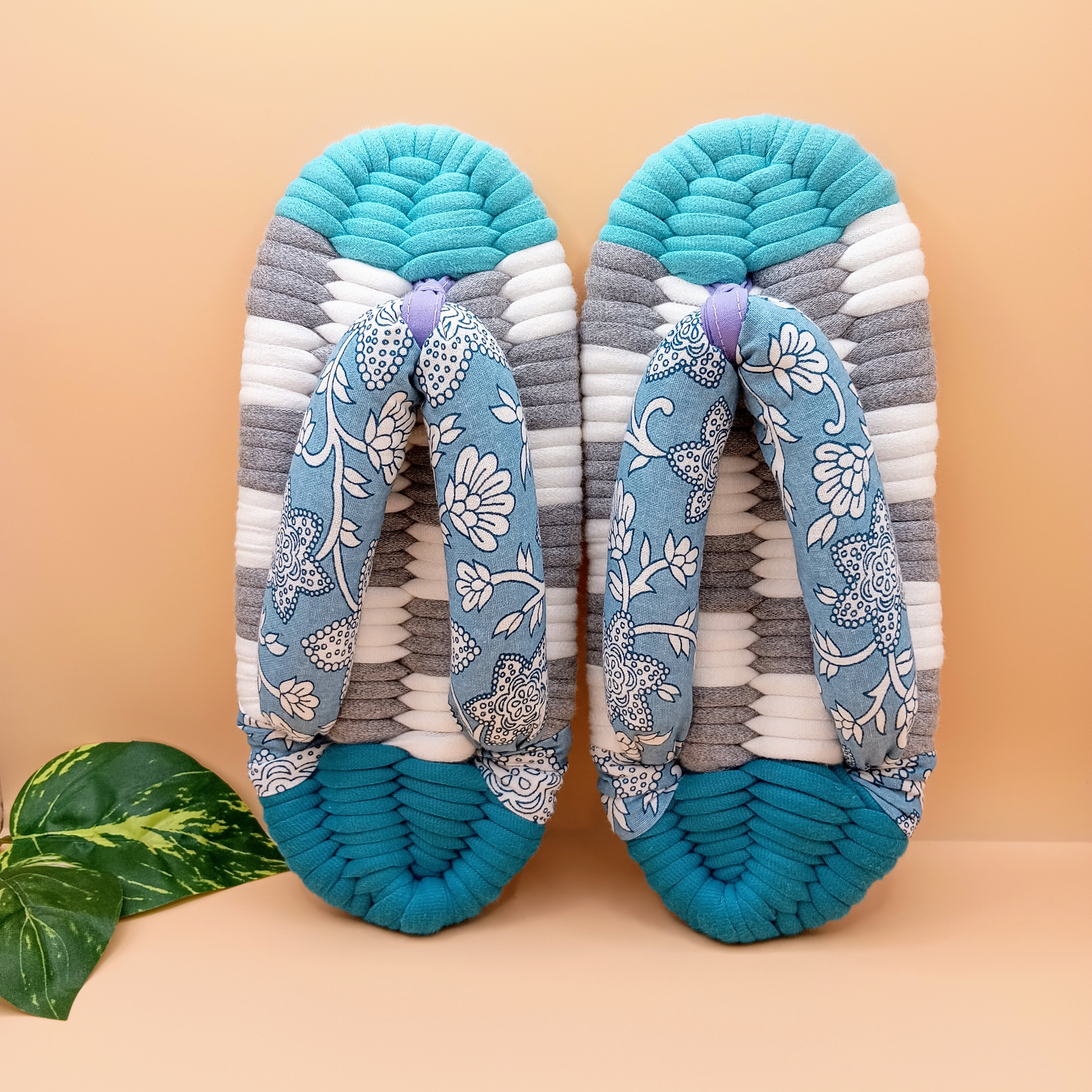 布ぞうり  Mサイズ 水色 ルームシューズ  スリッパ 布草履 プレゼント ギフト