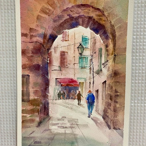 221)原画 水彩画 風景画 南フランスの小さな村 絵画 マグリット 221)原画 水彩画 風景画 南フランスの小さな村 絵画 マグリット