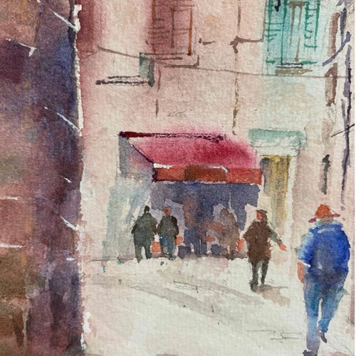 221)原画 水彩画 風景画 南フランスの小さな村 絵画 マグリット 221)原画 水彩画 風景画 南フランスの小さな村 絵画 マグリット