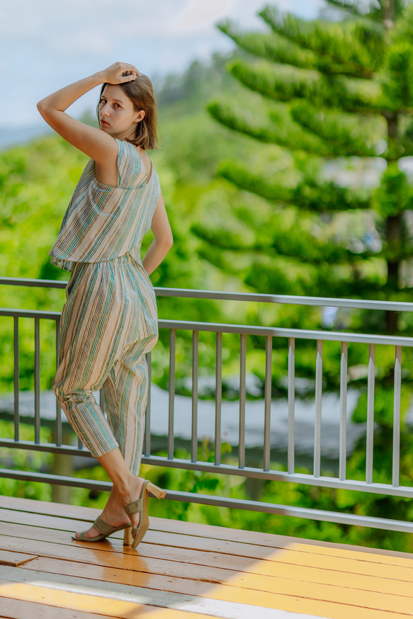 バッククロスtops + サルエルパンツセットアップ／インド綿