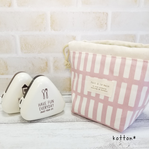 受注製作】保冷おにぎり巾着袋*北欧風格子各色 給食袋 kotton* 通販