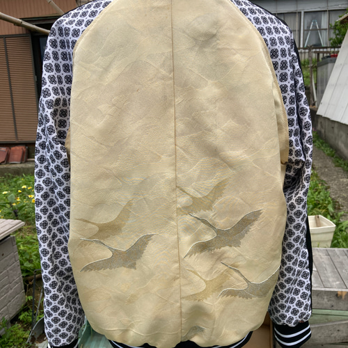 オーダー品】着物リメイクスカジャン リバーシブル 振袖 扇柄 横