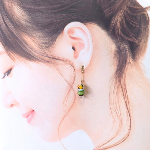 抹茶パフェ【ピアス・イヤリング】(片耳) ピアス（スタッド・一粒