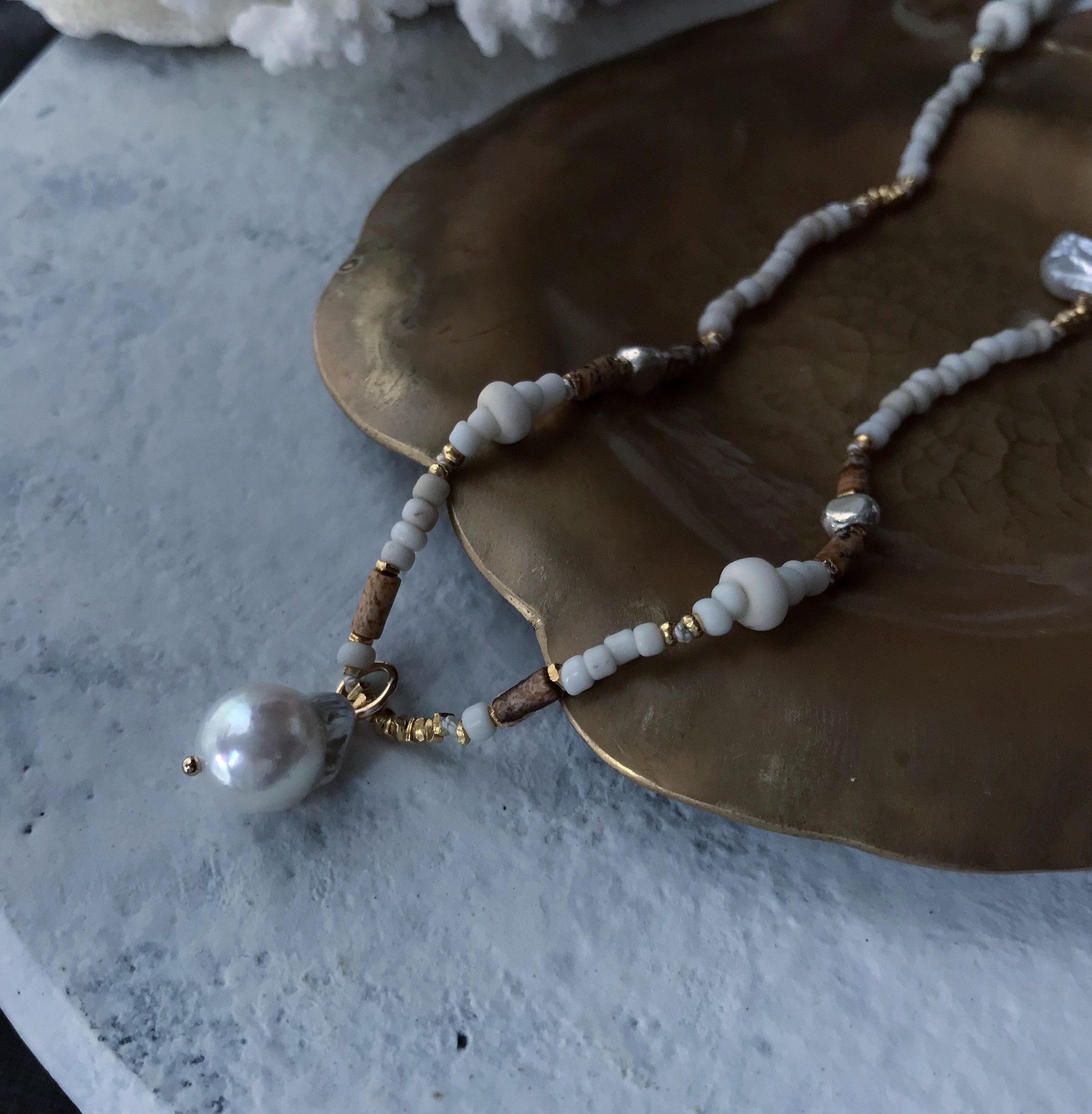 【カレンシルバー】『Spica』のネックレス(タッセルなし)［あこや真珠・ジャワビーズ］