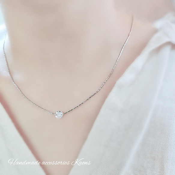 ネックレス サージカル ステンレス ネックレス ジルコニアネックレス 華奢 オフィス 可愛い シンプルネックレス 1枚目の画像
