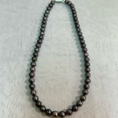 アコヤ真珠7-7.5mm✳︎グレー色✳︎1連ネックレス︎✳︎葬祭用