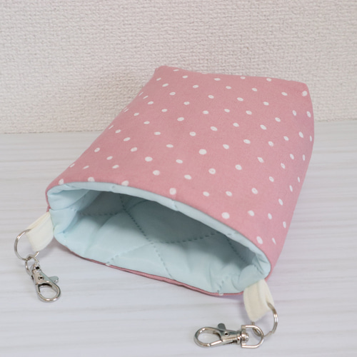 2匹用 フクロモモンガポーチひんやり いちごミルク色（金具付き