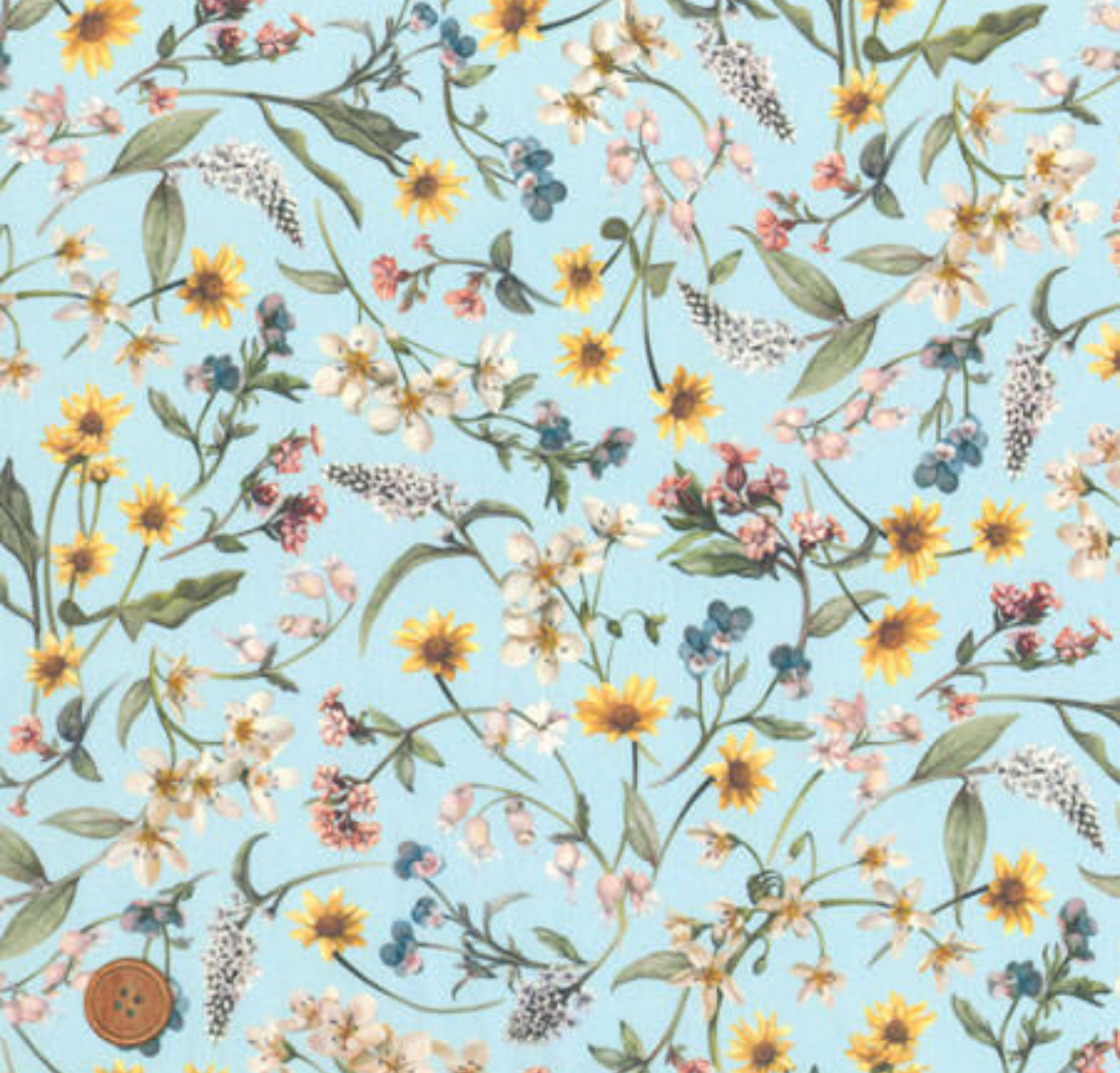 リバティ♪ 　プリマベーラ 水色系 羽ブラウス　ドロップショルダー