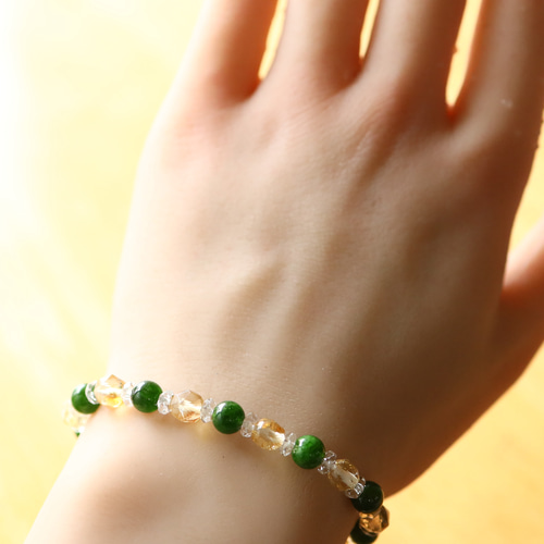 ☆プレミアムブレスレット☆クロムダイオプサイト：6ミリ＆シトリン