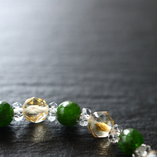 ☆プレミアムブレスレット☆クロムダイオプサイト：6ミリ＆シトリン