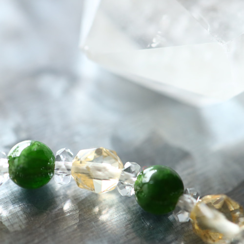 ☆プレミアムブレスレット☆クロムダイオプサイト：6ミリ＆シトリン