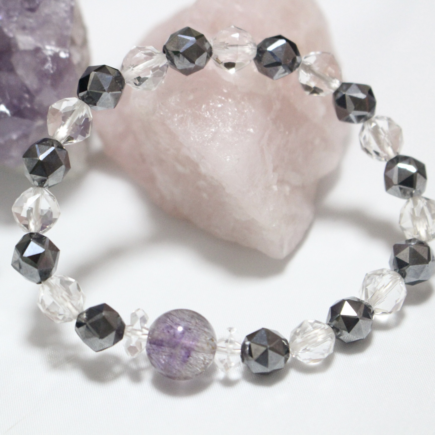 最強 パワー 天然石 ストーン ブレスレット♾️幸せ 引き寄せ お守り♾️スーパセブン テラヘルツ