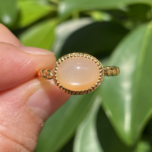 オレンジ ムーンストーン オーバルカボション 10×8 シルバーSV925