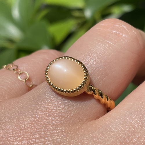 オレンジ ムーンストーン オーバルカボション 10×8 シルバーSV925