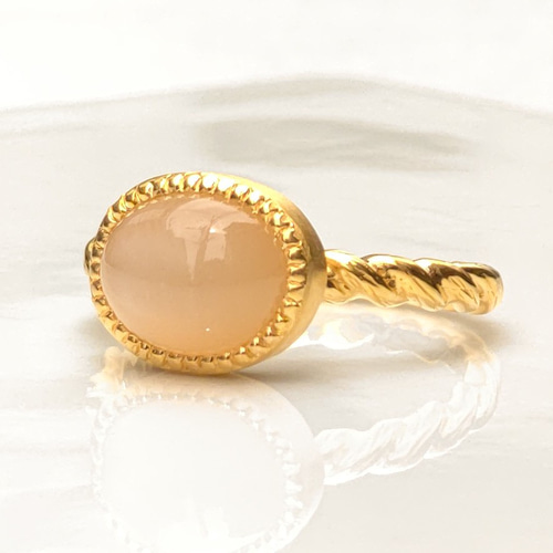 オレンジ ムーンストーン オーバルカボション 10×8 シルバーSV925