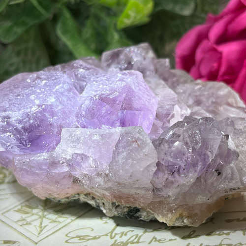 エッチドクォーツ 涅槃水晶 アメジスト クラスター 原石 蝕像 紫水晶