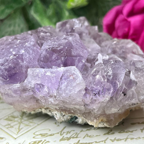 エッチドクォーツ 涅槃水晶 アメジスト クラスター 原石 蝕像 紫水晶