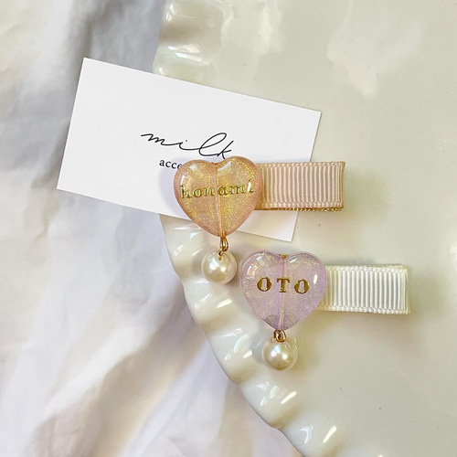 お名前 オーロラ ヘアクリップ ヘアピン ヘアアクセサリー レジン ヘア 