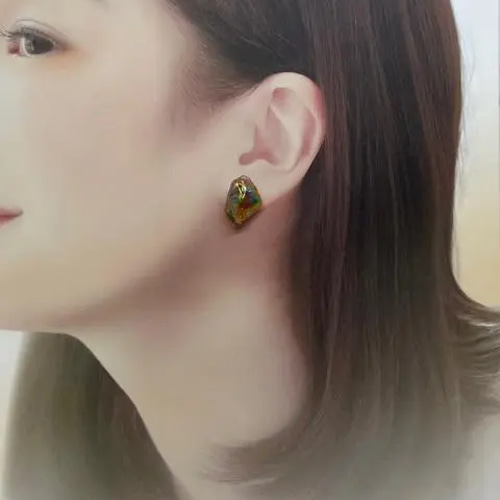 ハンドメイド レジン》マット加工フラワーピアス H-114 ピアス 