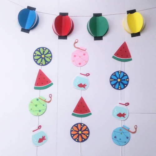 送料無料》壁面飾り 夏祭り 7月 8月 ガーランド その他アート minimini