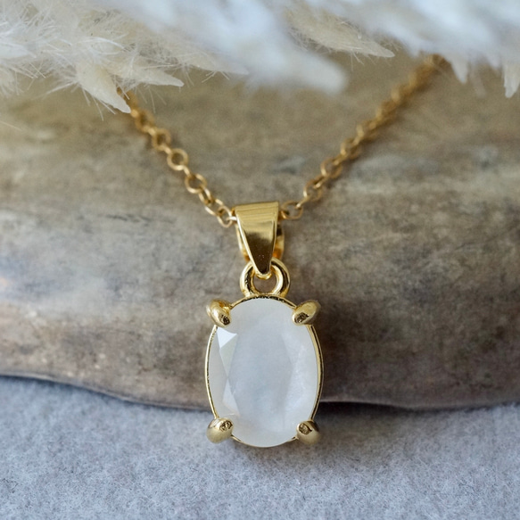 6月誕生石 再販 ホワイトムーンストーン ペンダントトップ 18kゴールド