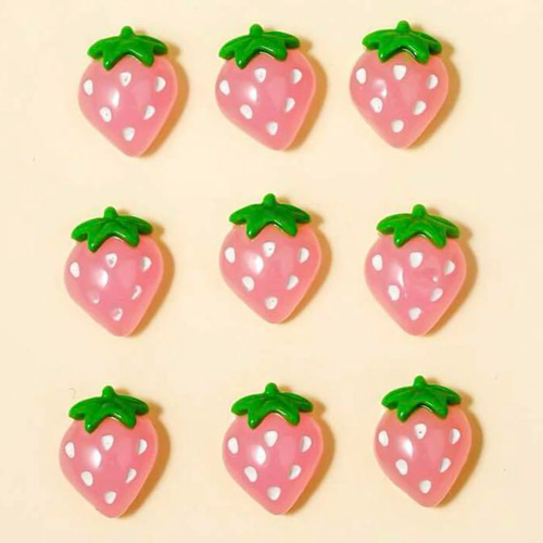 P111《2個》ネイルパーツ ピンク 苺 いちご イチゴ フルーツ 果物