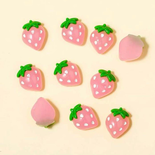 P111《2個》ネイルパーツ ピンク 苺 いちご イチゴ フルーツ 果物